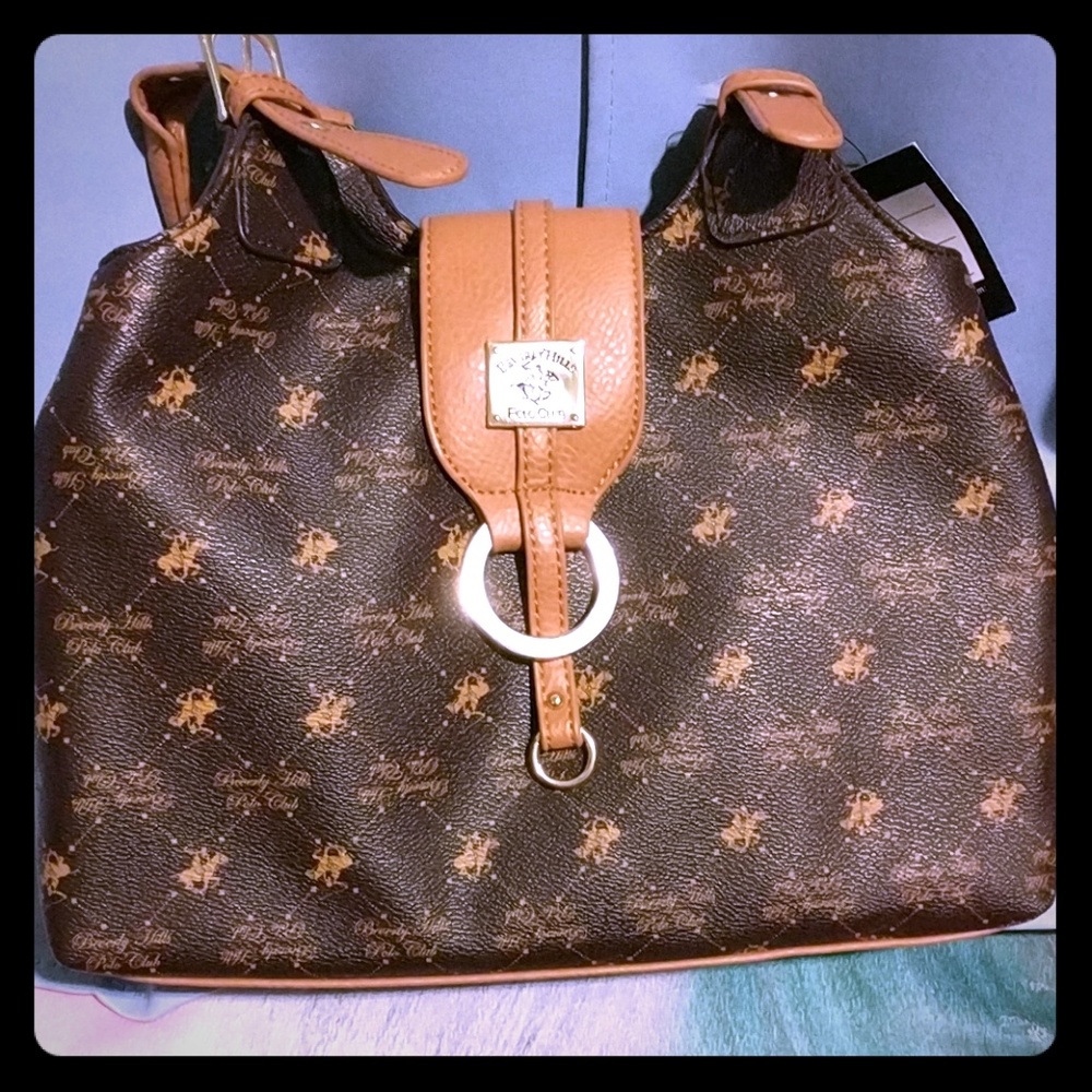 Brown polo print purse
